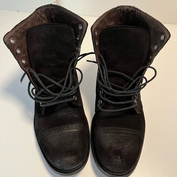 Brian Dales Boots Size 41 Black Leather Lace Up Cap Toe Italy - Picture 7 of 14